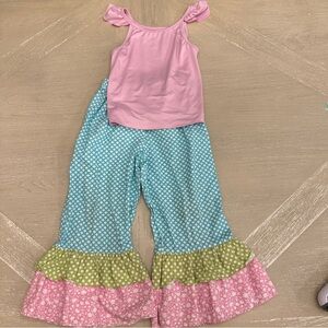 Girls ruffle pants and top for back to school